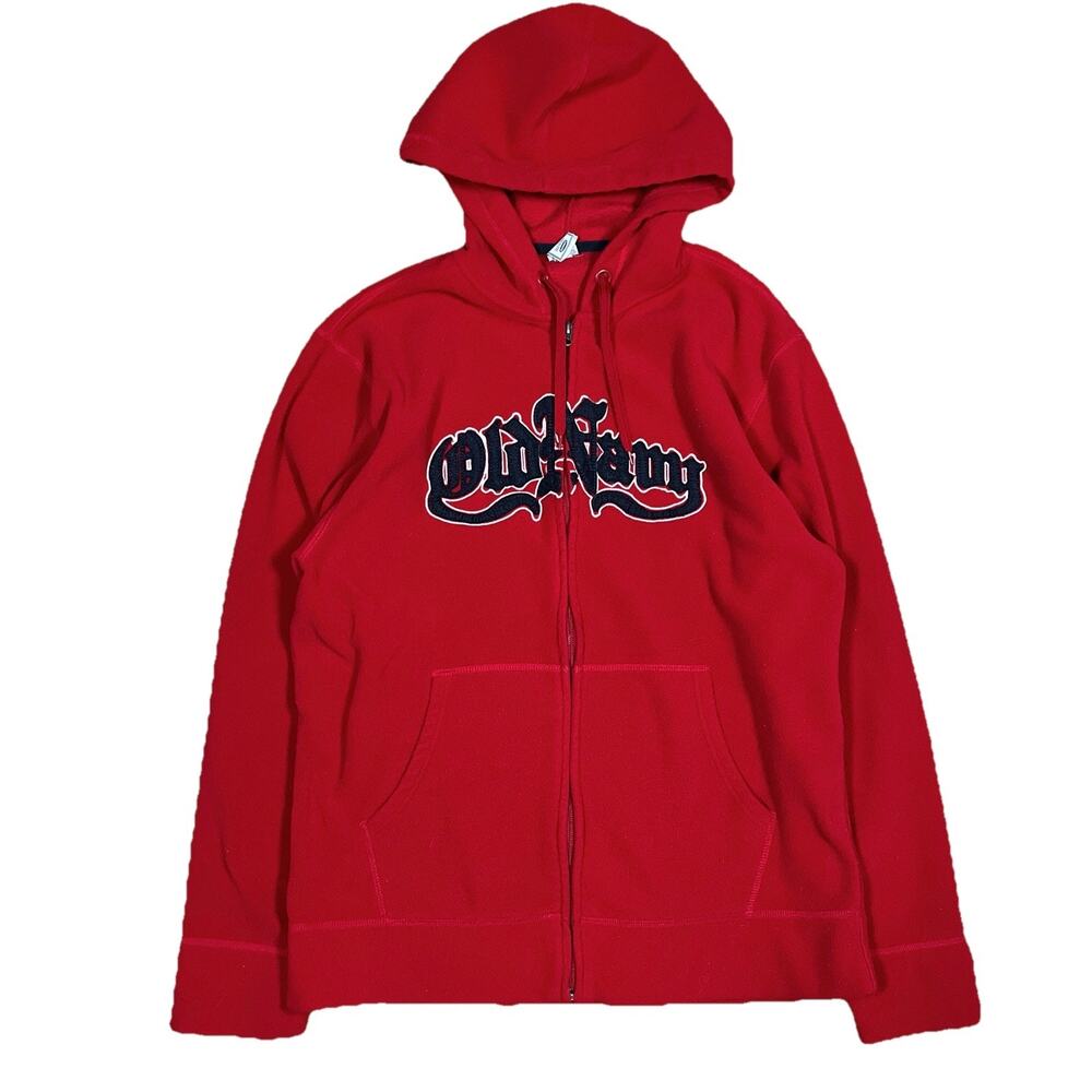 Old Navy Vintage Y2K Full Zip Fleece Hooded Sweatsr Size Large Skater Grunge